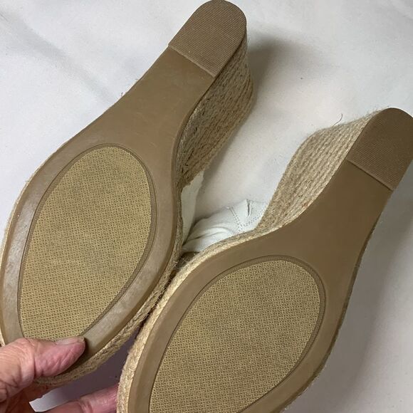London Fog Size 11 Heidi classic Espadille wedge sandal white - Picture 5 of 12